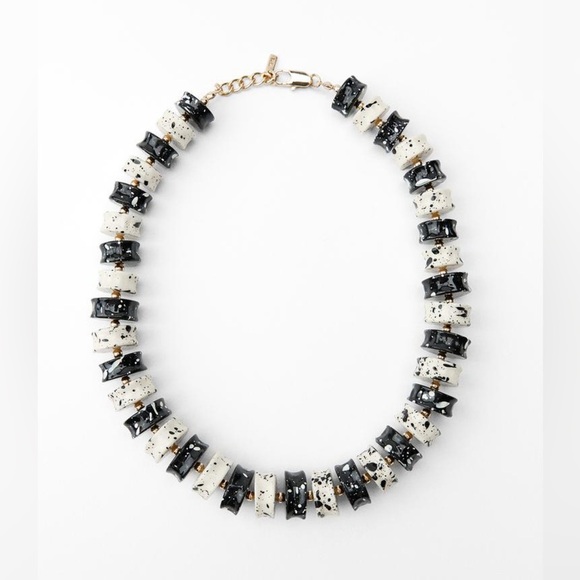 NWT. Zara Ecru/Black Combination Bead Necklace. - Picture 1 of 8